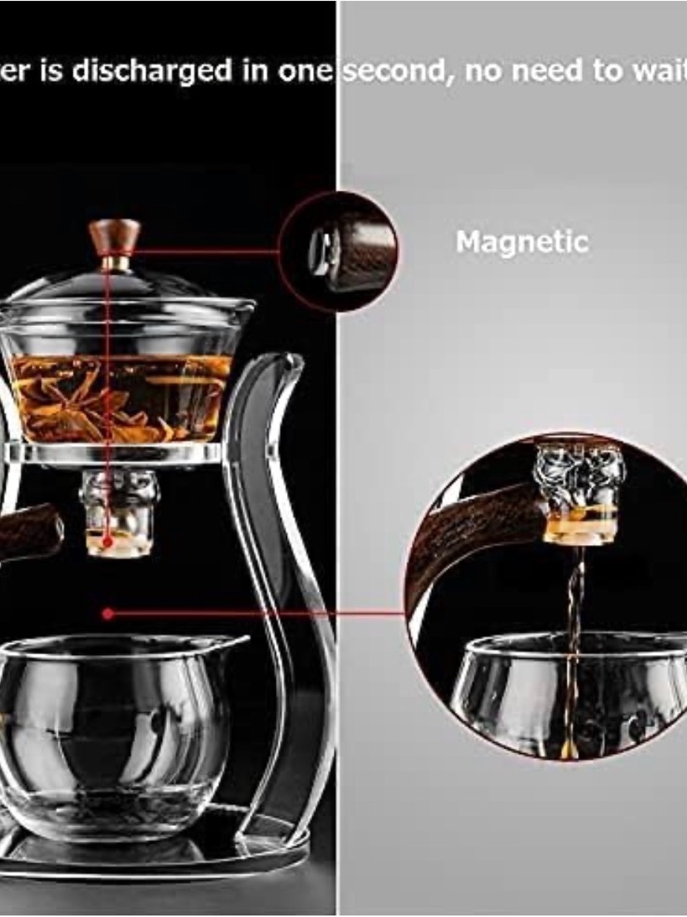 Rora Glass Tea Brewing Set with 6 Glass Tea Cups - Picture 3 of 8